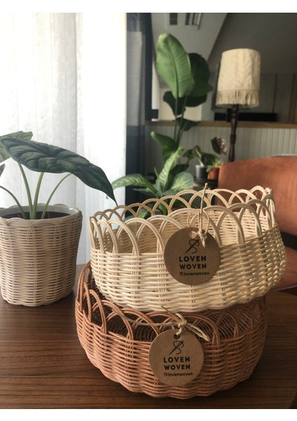 Rattan Bambu Papatya Sepet Ceviz Renk