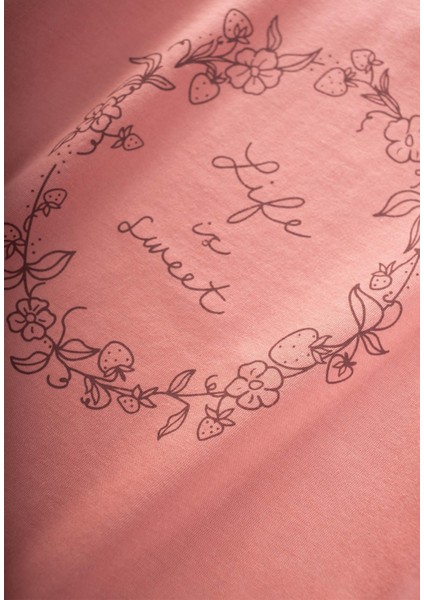Çiçek Baskılı Müslin Pantolonlu T-Shırt Takım 2-10 Yaş K Pembe modelleri