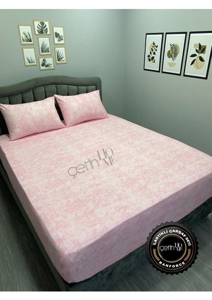 Kumaş Lastikli Çarşaf Seti Çift Kişilik ve Battal Boy Gölge Pudra 160 x 200 modelleri