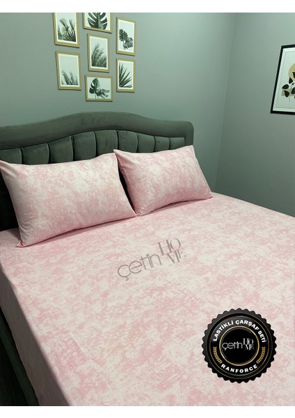 Kumaş Lastikli Çarşaf Seti Çift Kişilik ve Battal Boy Gölge Pudra 160 x 200 fırsatları