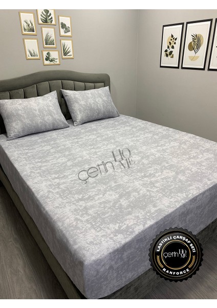 Kumaş Lastikli Çarşaf Seti Çift Kişilik ve Battal Boy Gölge Soft Gri 160 x 200 modelleri