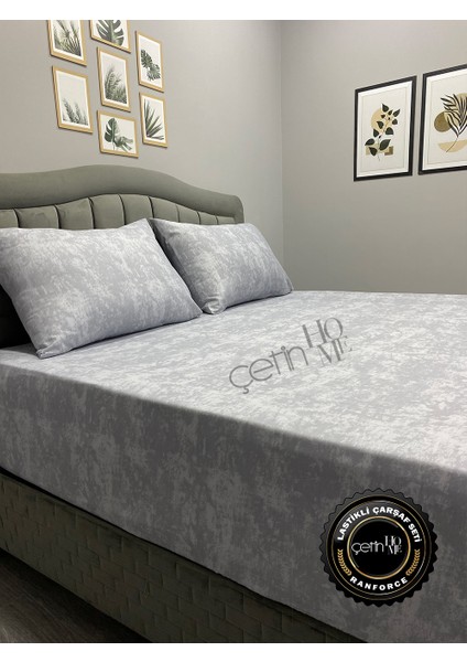 Kumaş Lastikli Çarşaf Seti Çift Kişilik ve Battal Boy Gölge Soft Gri 160 x 200 fırsatları