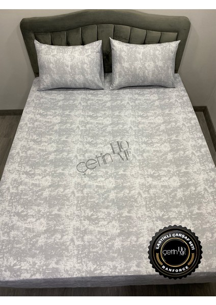 Kumaş Lastikli Çarşaf Seti Çift Kişilik ve Battal Boy Gölge Soft Gri 160 x 200