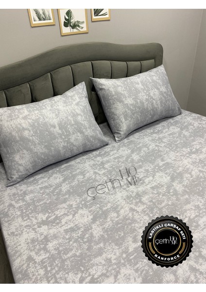 Kumaş Lastikli Çarşaf Seti Çift Kişilik ve Battal Boy Gölge Soft Gri 160 x 200