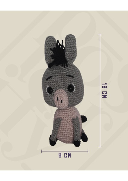 Eşek Amigurumi Bebek 19 cm - El Yapımı Örgü Oyuncak modelleri