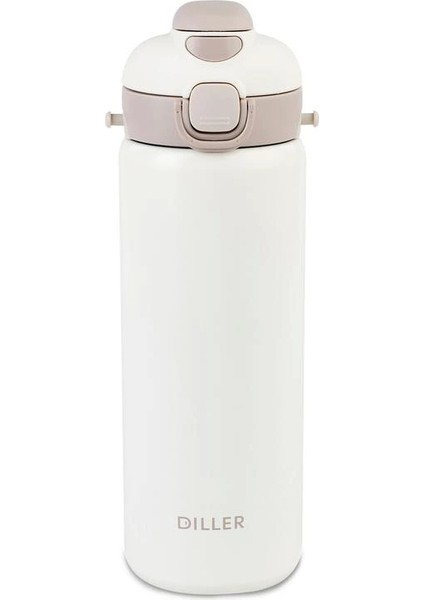 Vagonlife Dıller Paslanmaz Çelik Pipetli/pipetsiz Kullanım Matara/termos 9073 700ML Whıte