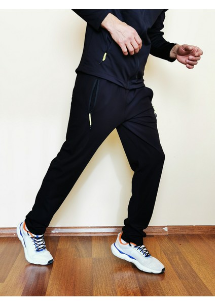 Erkek Siyah Düz Paça Dalgıç Kumaş Eşofman Altı 2046-02 fiyatları