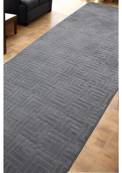 Merinos Frigya Gri Kaymaz Tabanlı Kesme Kabartmalı Salon Koridor Mutfak Halı modelleri