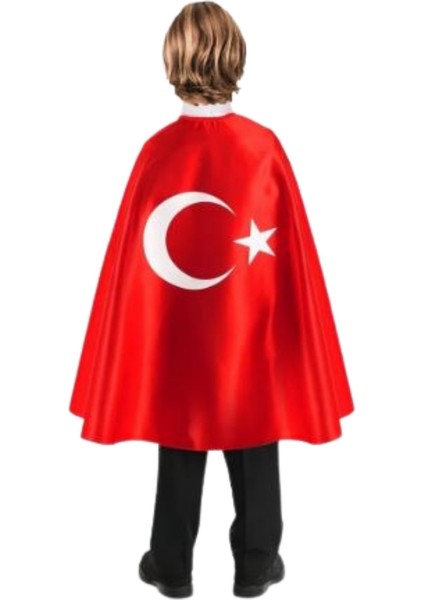 Ay Yıldız Baskılı Türk Bayraklı Kırmızı Pelerin modelleri