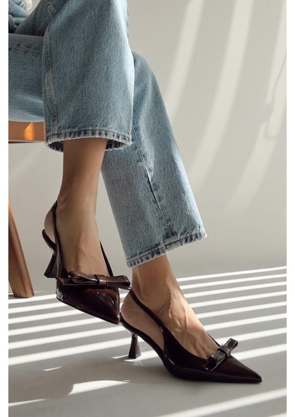 Enjoy Kahverengi Rugan Topuklu Ayakkabı