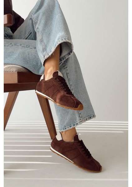 Sortie Kahverengi Hakiki Deri Sneaker