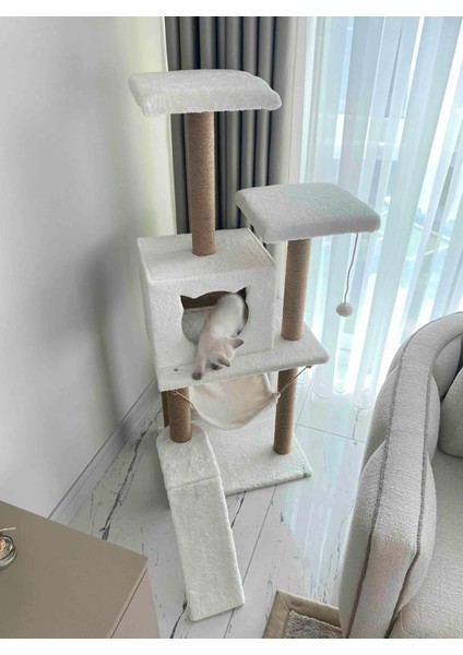 Kedi Tırmalama Platformlu S9 Beyaz