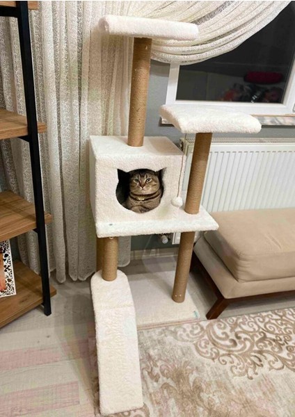 Kedi Tırmalama Platformlu S9 Beyaz
