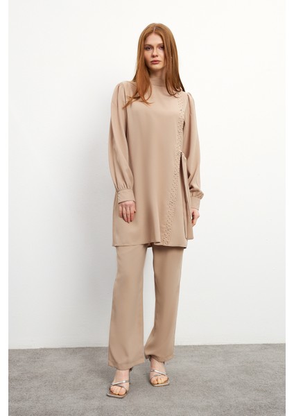 Eliza Tunik Pantolon Takım - Bej fırsatları