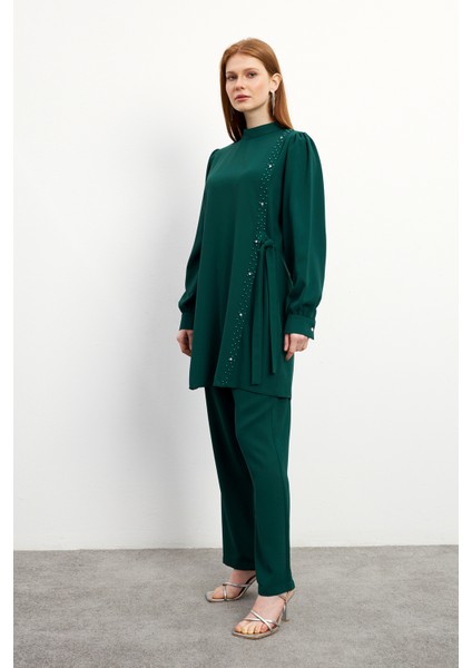 Eliza Tunik Pantolon Takım - Zümrüt