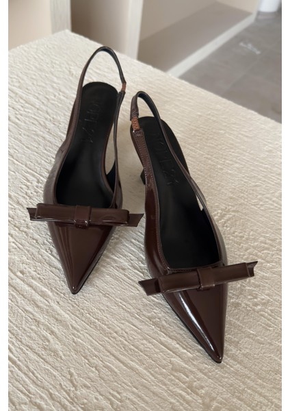 Enjoy Kahverengi Rugan Topuklu Ayakkabı