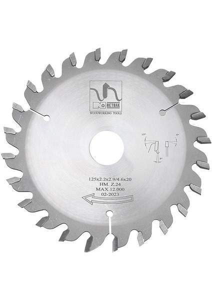 Sert Metal Plaketli Konik Çizici Testere 125X2.5X2.9/4.6X20 Z=24