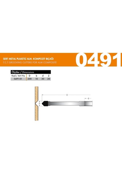 Alüminyum Kompozit Bıçağı 0491-01 200X10X30 Z20