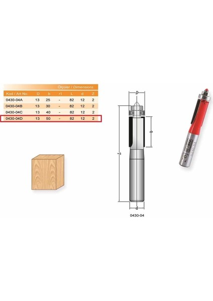 Bilyalı Temizleme Bıçağı 13X50X12 mm 430-04D 12 mm