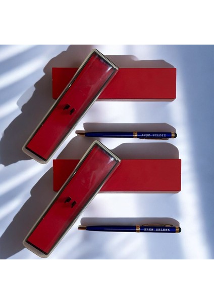 Kişiye Özel Dokunmatik Uçlu Çift Taraf İsim Baskılı Tek Kalem Özel Hediye Kutulu