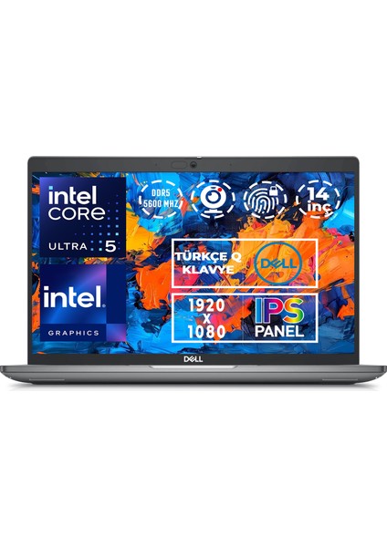 Latitude 5450 Ultra 5 135U 32GB 512GB SSD 14" Fhd Fdos Taşınabilir Bilgisayar N009L545014U 002