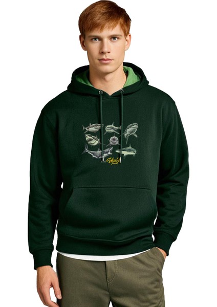 Shark Free Tasarım Kapşonlu Sweatshirt