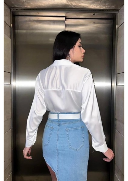 Beyaz Saten Gömlek modelleri