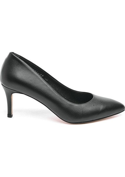 Hakiki Deri Kalın Topuk Kadın Stiletto