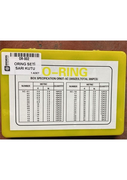 BRE-OR-002 - Oring Seti Sarı Kutu