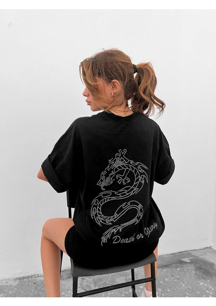 Taşlı Oversize Unisex T-Shirt