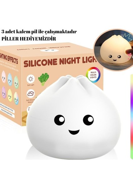 Sevimli Köfte Lambası Pilli 7 Renk Değişen Bebek Uyku Lambası Gece Lambası Noel Çocuklar Çocuklar Doğum Günü Hediyesi