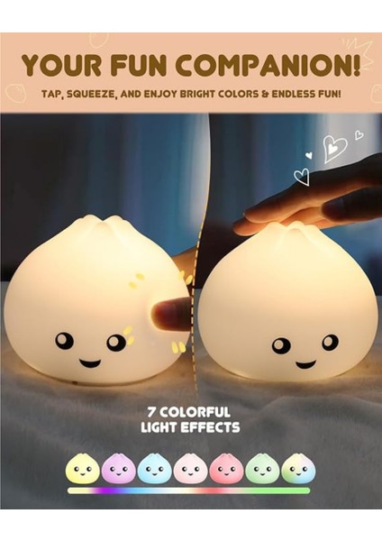 Sevimli Köfte Lambası Pilli 7 Renk Değişen Bebek Uyku Lambası Gece Lambası Noel Çocuklar Çocuklar Doğum Günü Hediyesi modelleri
