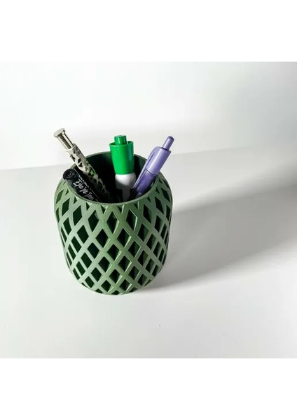 Boşluk Desenli Modern Yeşil Vazo