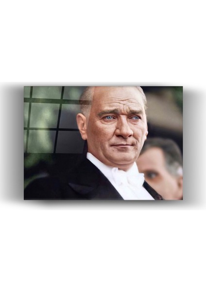 Gazi Mustafa Kemal Atatürk Cam Tablo- Ev ve Ofis Dekorasyonu-Hediyelik-Dekoratif-Modern-Atatürk