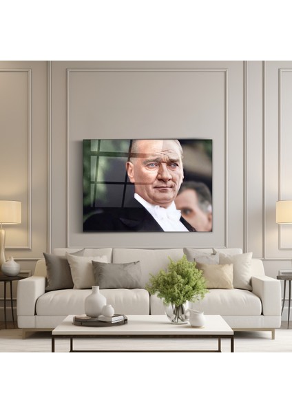 Gazi Mustafa Kemal Atatürk Cam Tablo- Ev ve Ofis Dekorasyonu-Hediyelik-Dekoratif-Modern-Atatürk fiyatları