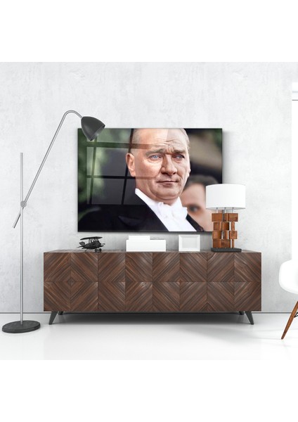 Gazi Mustafa Kemal Atatürk Cam Tablo- Ev ve Ofis Dekorasyonu-Hediyelik-Dekoratif-Modern-Atatürk fırsatları