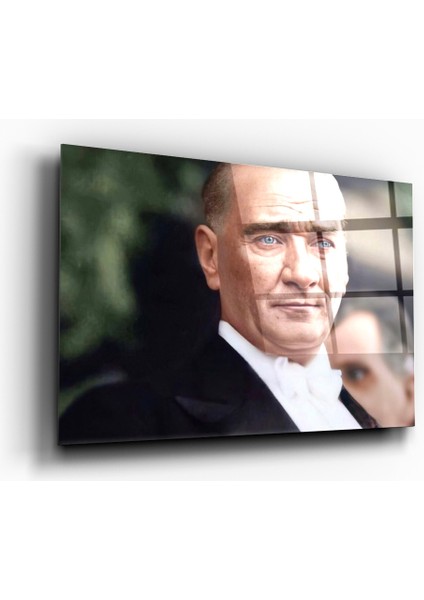 Gazi Mustafa Kemal Atatürk Cam Tablo- Ev ve Ofis Dekorasyonu-Hediyelik-Dekoratif-Modern-Atatürk indirimleri