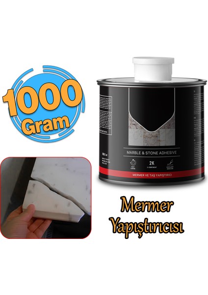 Granit Mermer Taş Fayans Çini Mozaik Beton Ahşap Yapıştırıcısı Polyester Sentetik Reçine 1000 Gram