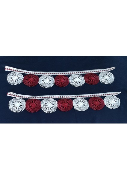 Yüz Havlu Kenarı Iğne ve Tığ Oyalı En 8cm Boy 47cm Renk Bordu- Beyaz