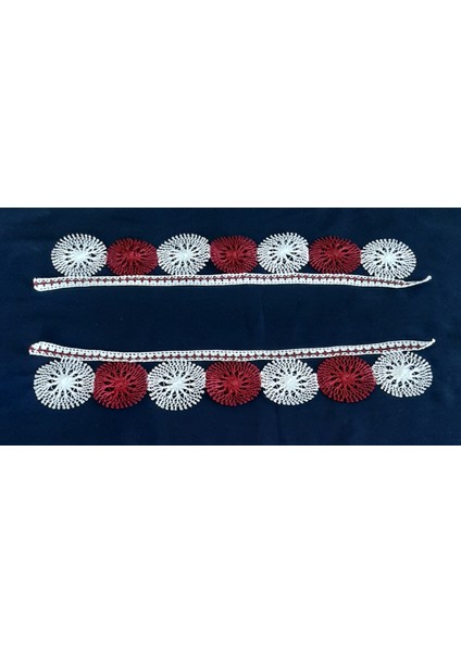 Yüz Havlu Kenarı Iğne ve Tığ Oyalı En 8cm Boy 47cm Renk Bordu- Beyaz