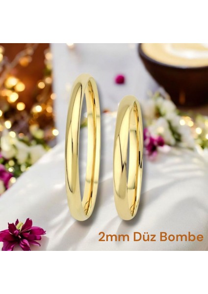 14 Ayar 2 mm Düz Bombe Alyans