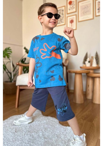 Erkek Çocuk Parmak ve Ayıcık Baskılı Lacivert T-Shirt Şortlu Takım fiyatları