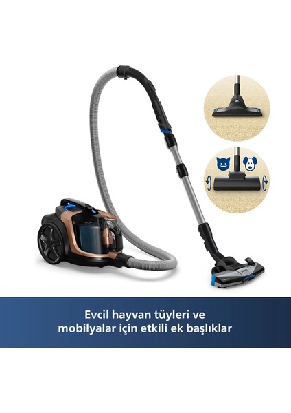 Phılıps Marathon Daily Toz Torbasız Süpürge Powercyclone 8, Turbo Fırça, Allergy H13 Filtre Triactive+ Maksimum Toz Haznesi Hacmi 2 L modelleri