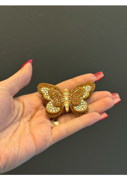 Boncuk İşleme Kabartma Kelebek Broş Yaka İğnesi 6x4 cm fiyatları