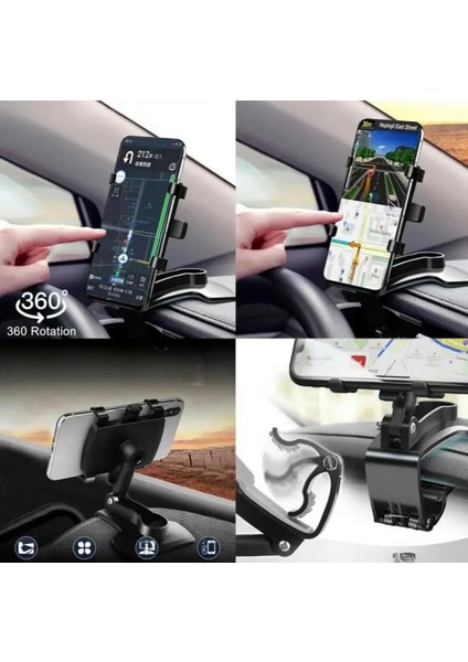 Araba Gösterge Üstüne Takılan 360 Oynar Başlıklı Telefon Tutucu fırsatları
