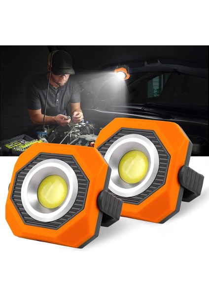 LED Far Şarj Edilebilir Güneş Spot Pil 3 Modu USB ile LED Işıkları, 360° Braket, Atölye Için Manyetik Taban, Inşaat, Kamp, Yürüyüş, Garaj, Balıkçılık(Turuncu)