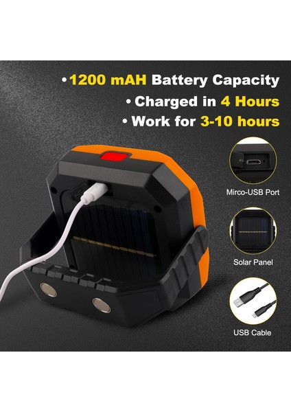 LED Far Şarj Edilebilir Güneş Spot Pil 3 Modu USB ile LED Işıkları, 360° Braket, Atölye Için Manyetik Taban, Inşaat, Kamp, Yürüyüş, Garaj, Balıkçılık(Turuncu) fiyatları
