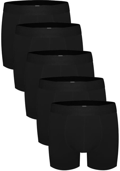 Erkek Pamuklu Boxer Siyah 5'li Set