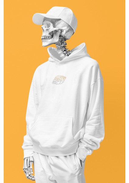 Crispy Croissant 3iplik Şardonlu Premium Unisex Hoodie