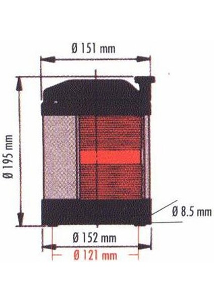 Marine SL50 Seyir Feneri Yedekleme 135° 152X195MM